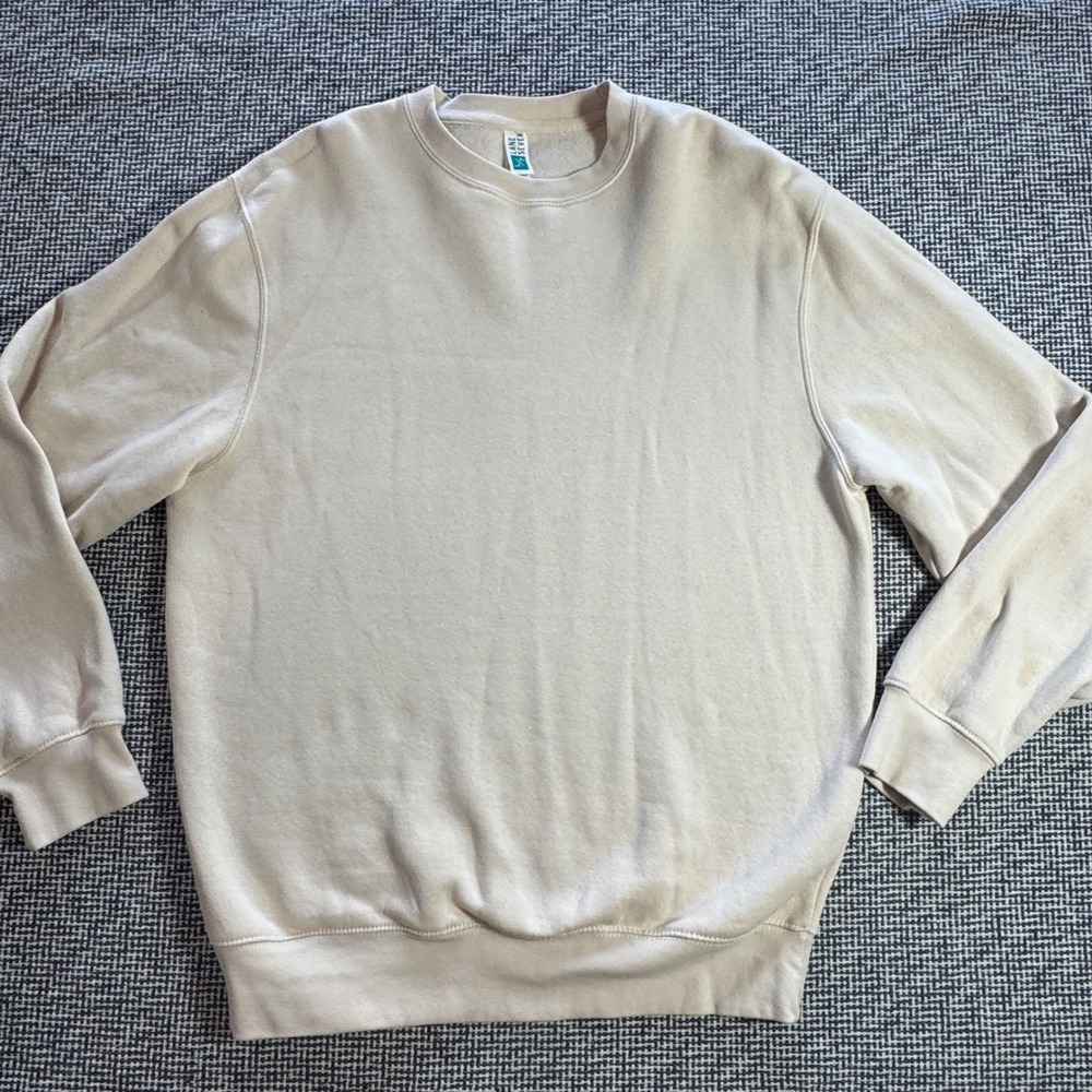 Lane Seven LS14004 Crewneck Sweatshirt Beige Oatmeal Fleece Pullover Mens Medium